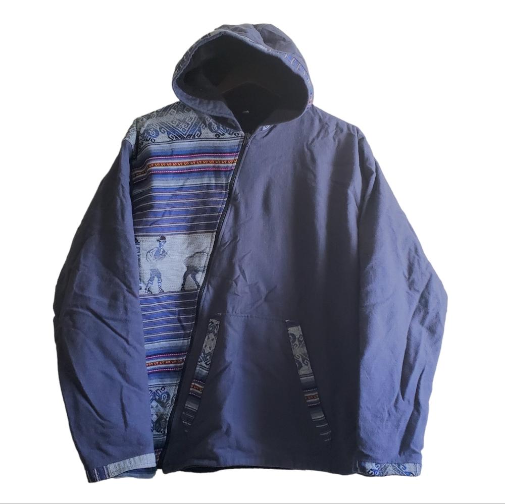 Alpaca Coat Charcoal Grey with Hood and Pockets XL
